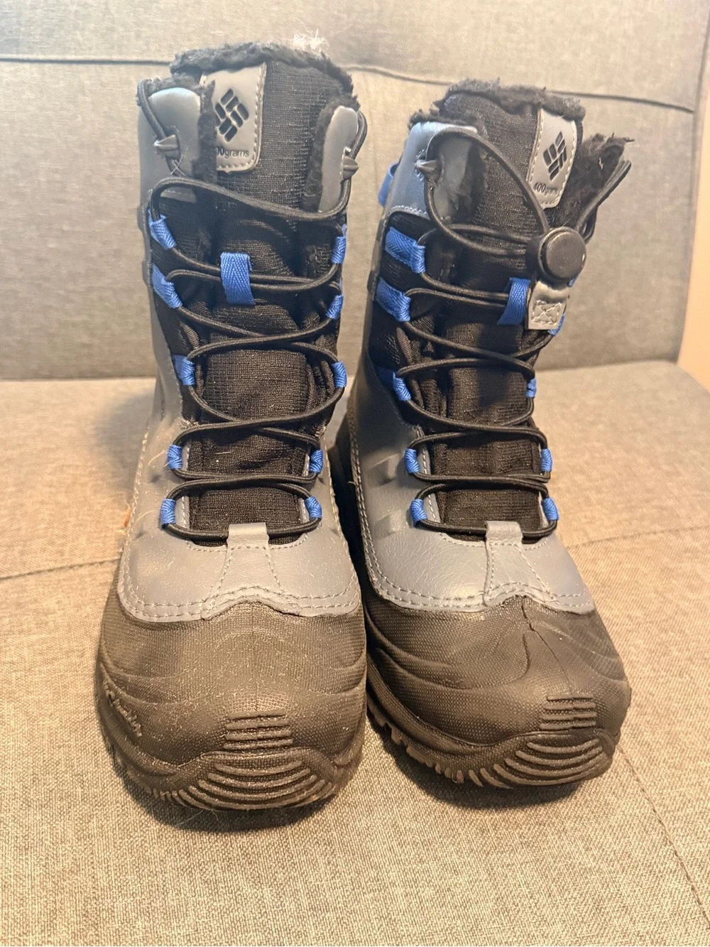 Columbia Kids Waterproof Winter Boots - Black, Gray & Blue